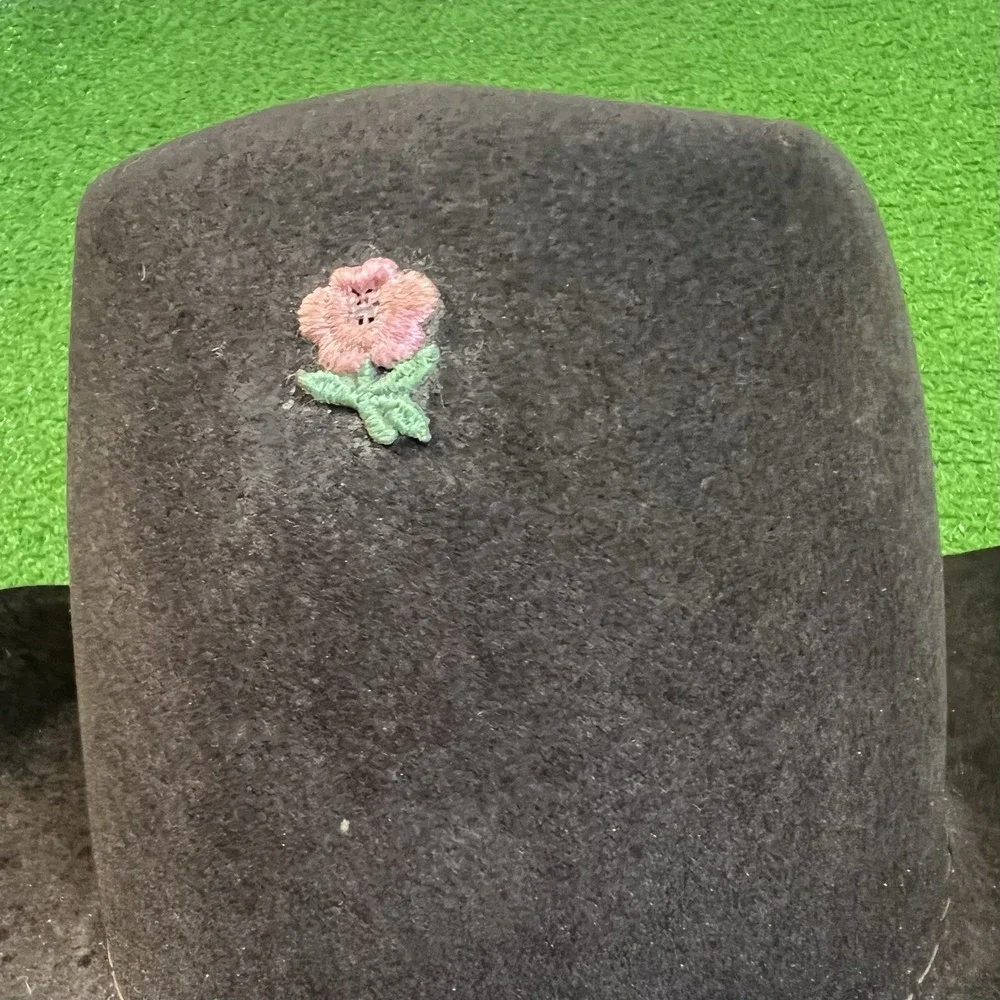 Vintage‎ American Hat Co.  Cowboy Hat SZ 7 Chocolate Brown Custom Flower 1960s